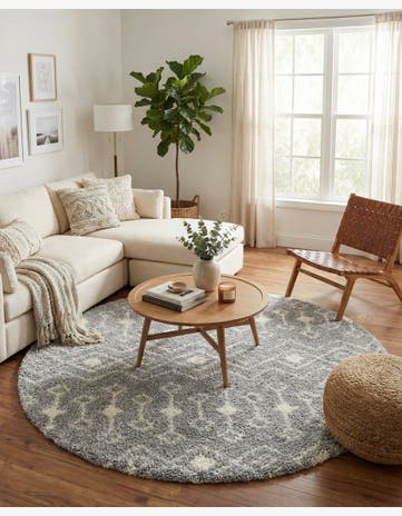 7' 10 x 7' 10 Moroccan Trellis Shag Round Rug