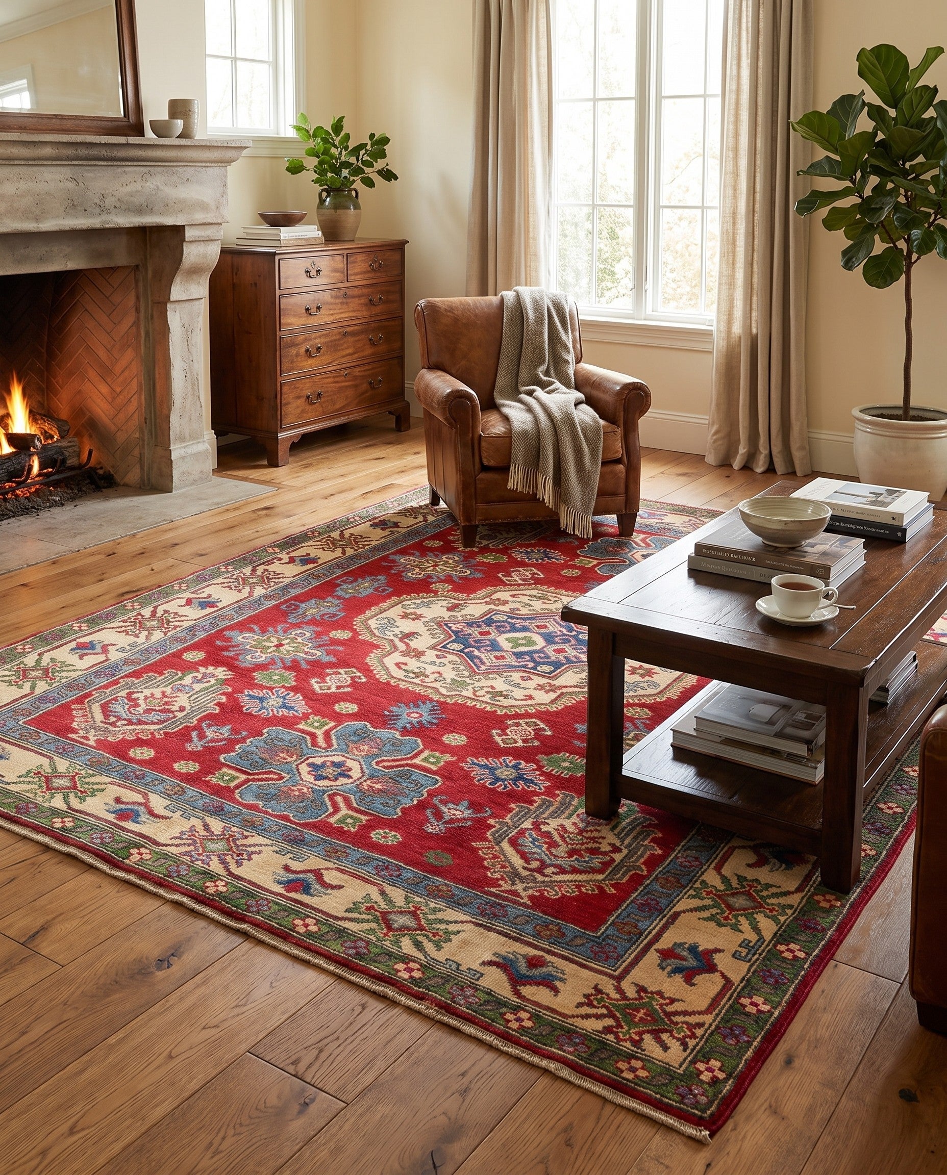 5' 4 x 6' 7 Hand Knotted Kazak Rug