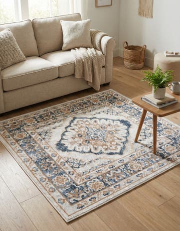 Cream Oxford Square Rug