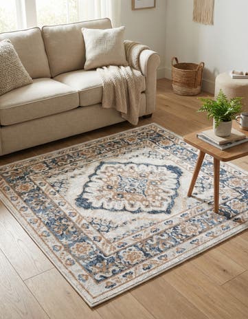 Cream Oxford Square Rug