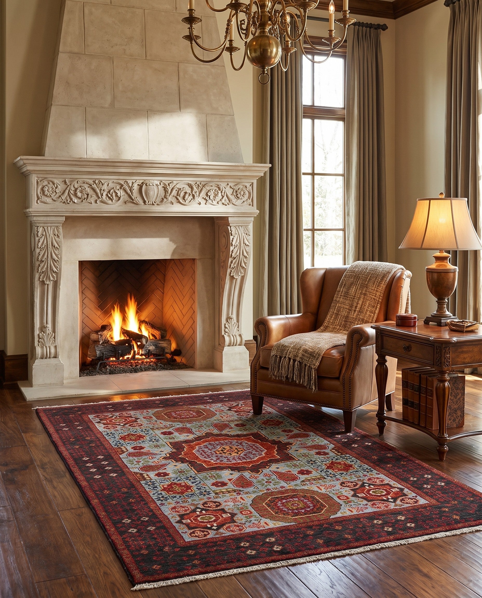 3' 4 x 5' Hand Knotted Mamluk Ziegler Rug