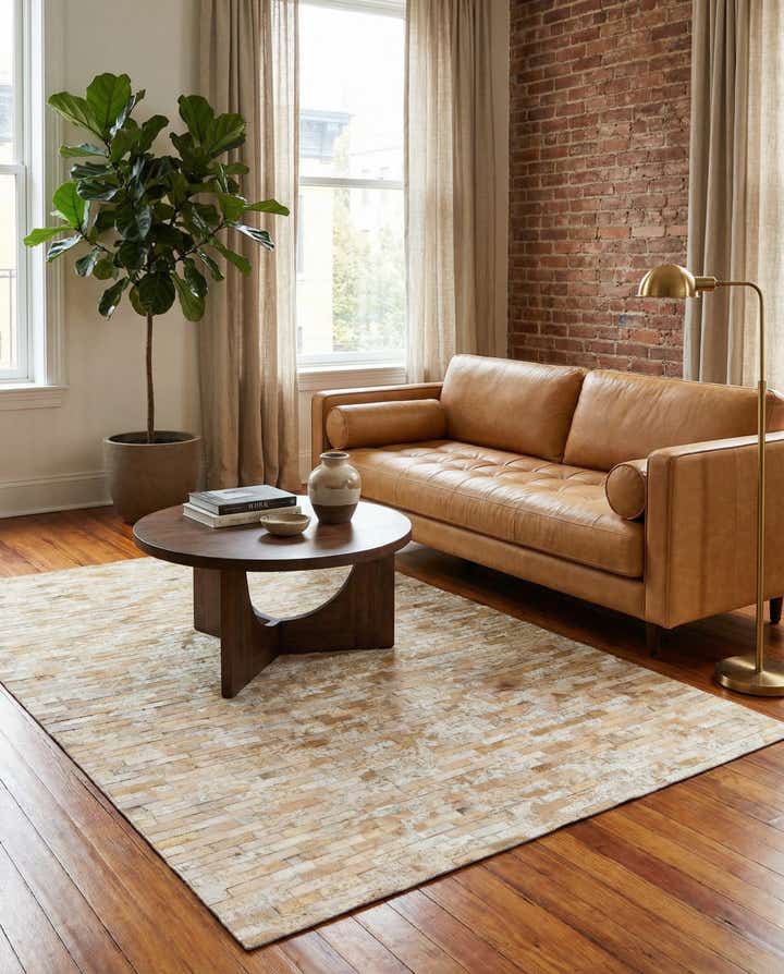 4' 9 x 6' 7 Cowhide Stocks Rug