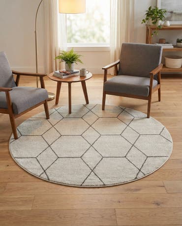  6' x 6' Lattice Frieze Round Rug