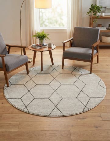 6' x 6' Lattice Frieze Round Rug