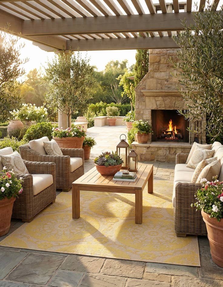 Detail image of 7' x 10'  Washable Botanical Indoor / Outdoor Rug