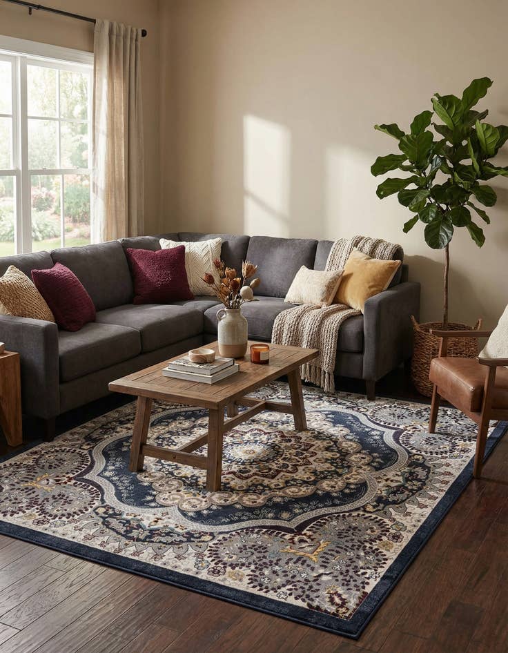 Detail image of 7' 10 x 7' 10 Kamala Washable Square Rug