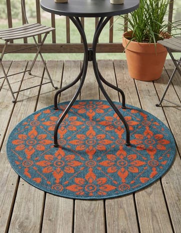 3' x 3' Easy-Clean Trellis Indoor / Outdoor Round Rug