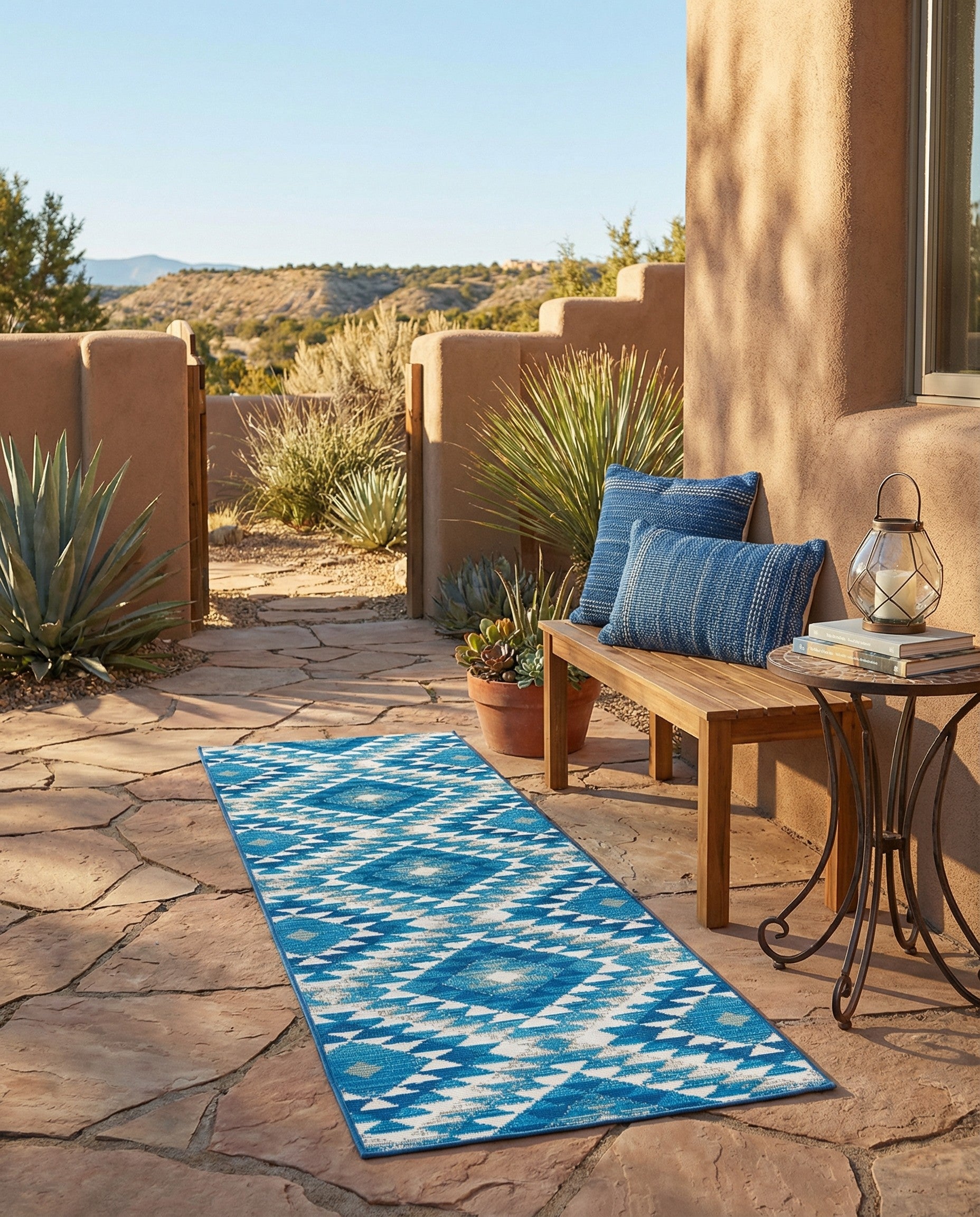 2' x 6' Easy-Clean Southwestern Indoor / Outdoor Runner Rug