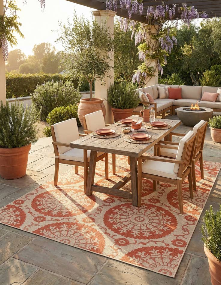 Detail image of 8' x 11' 4 Washable Botanical Indoor / Outdoor Rug