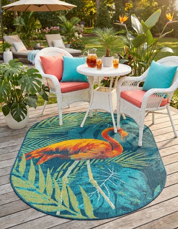 4' x 6' Easy-Clean Coastal Indoor / Outdoor Oval Rug