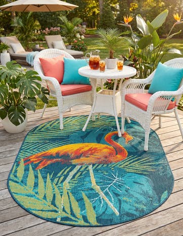 4' x 6' Easy-Clean Coastal Indoor / Outdoor Oval Rug