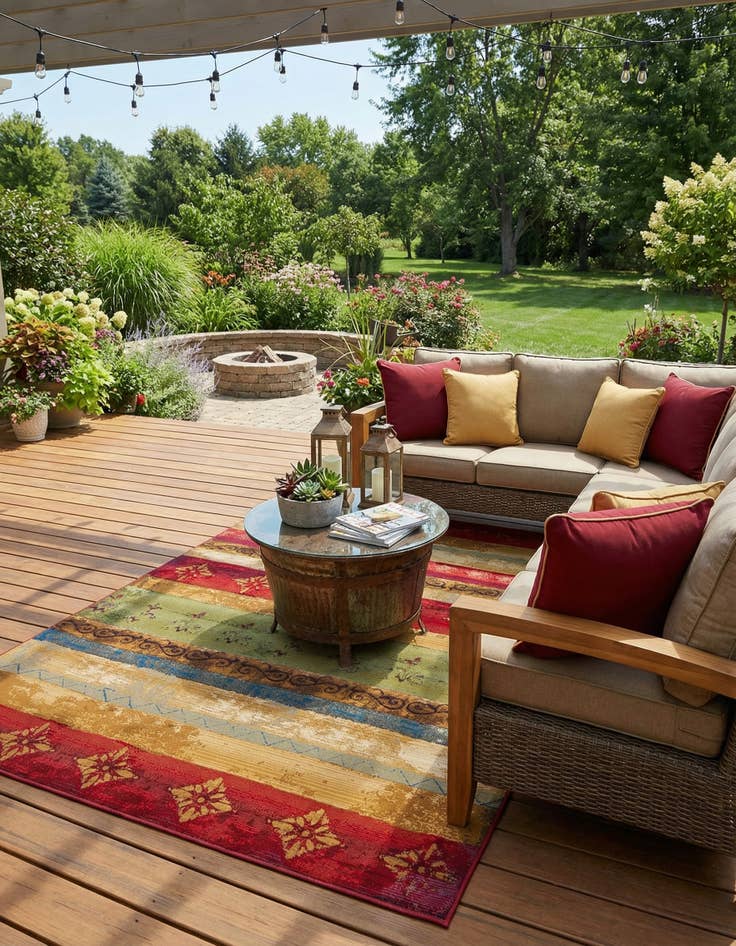 Detail image of 7' 10 x 10' Washable Modern Indoor / Outdoor Rug