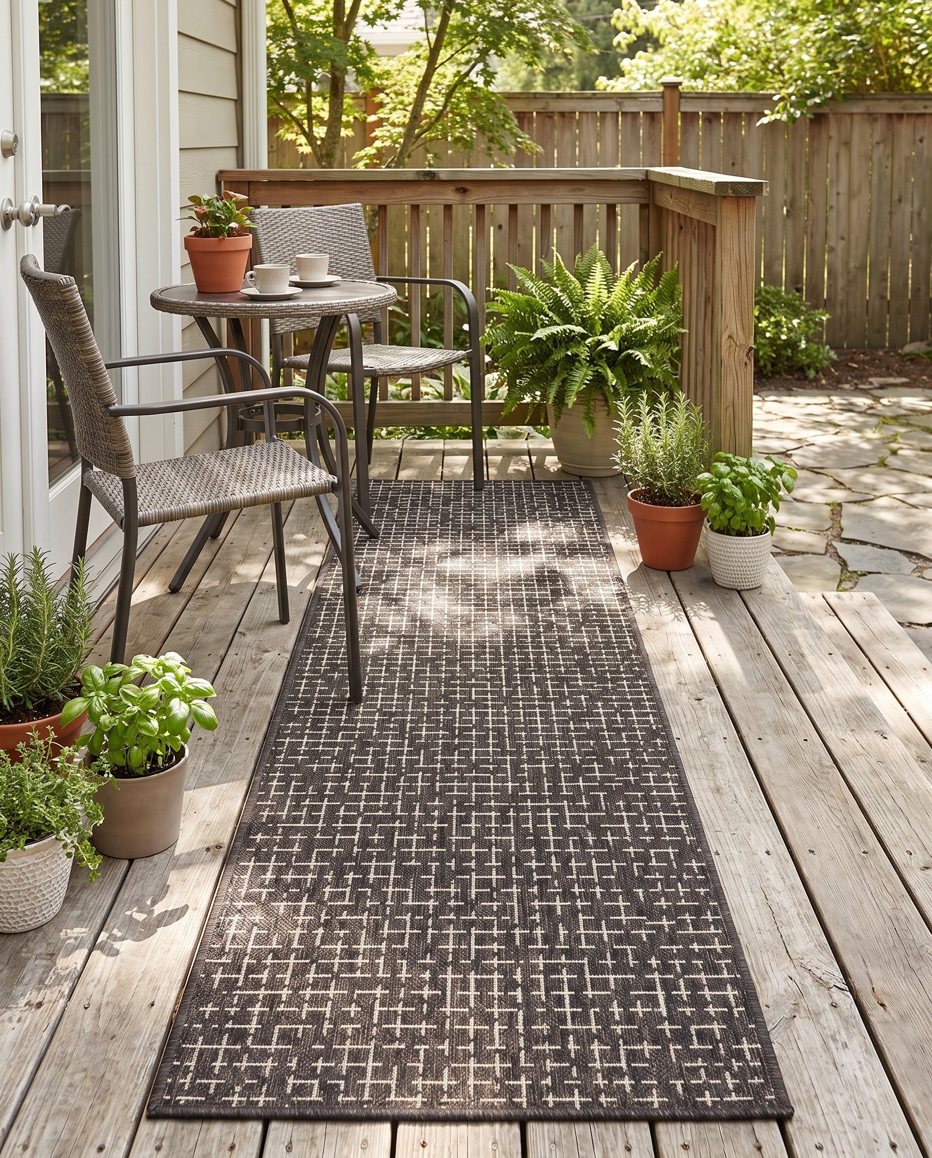 2' x 6' Easy-Clean Checkered Indoor / Outdoor Runner Rug