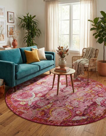 Pink Santiago Round Rug
