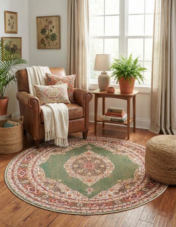 Green Havana Round Rug