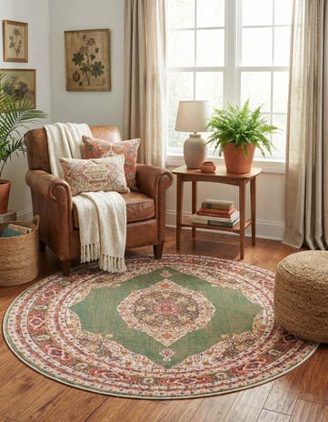 Green Havana Round Rug