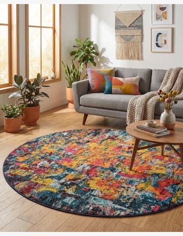Washable Hyacinth Round Rug