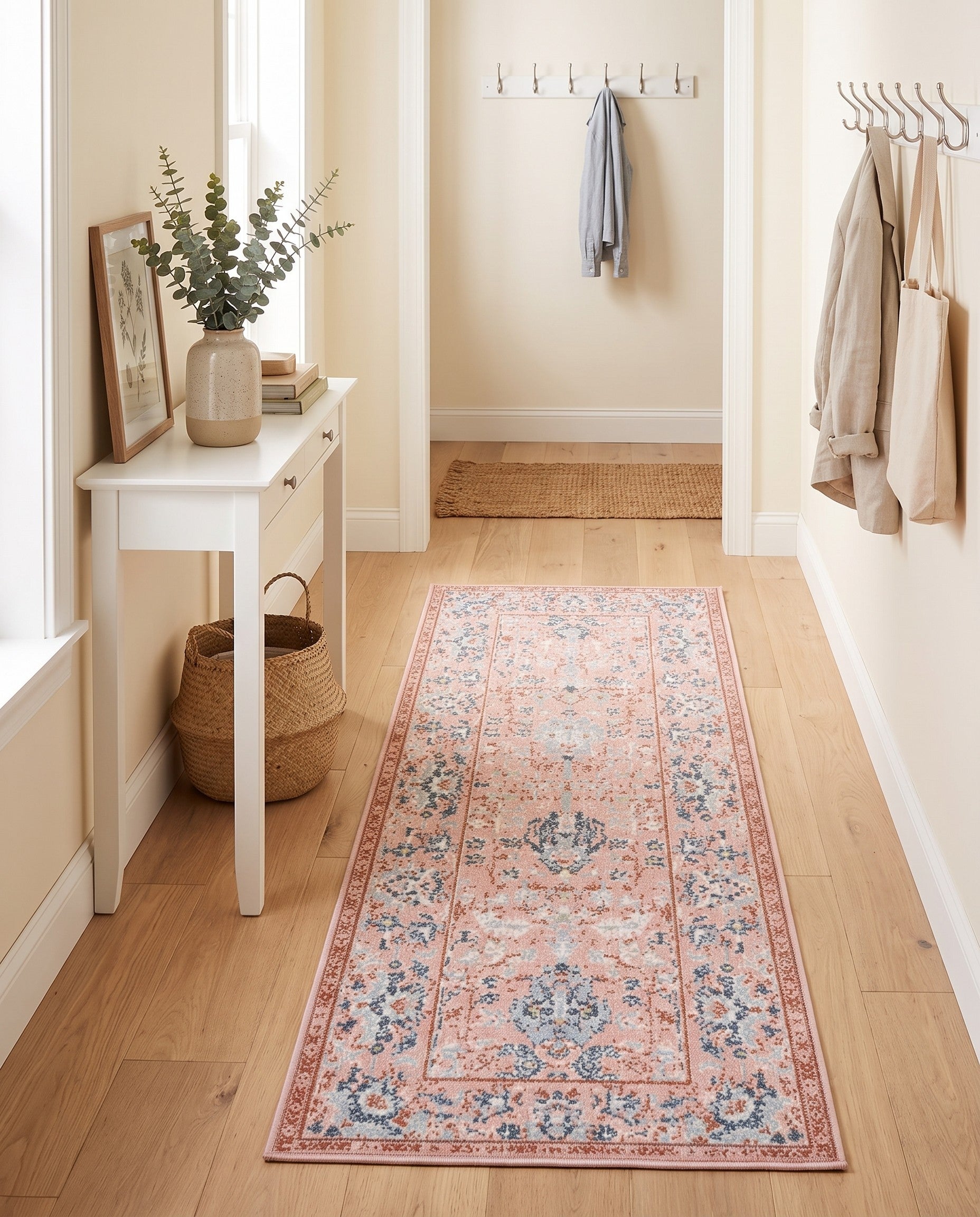 Rose Pink Kamala Washable Runner Rug