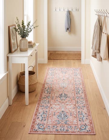 Rose Pink Kamala Washable Runner Rug
