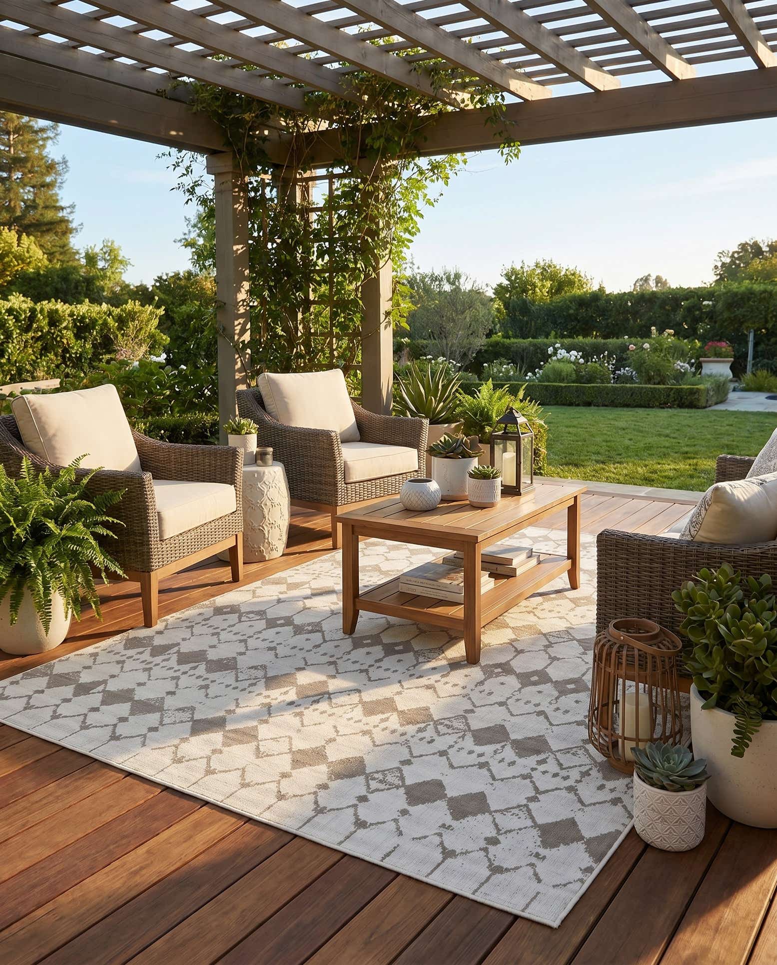 7' 10 x 10' Easy-Clean Lattice Indoor / Outdoor Rug