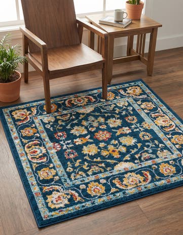 Navy Blue Aurelia Square Rug