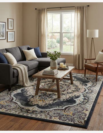 Navy Blue Kamala Washable Rug