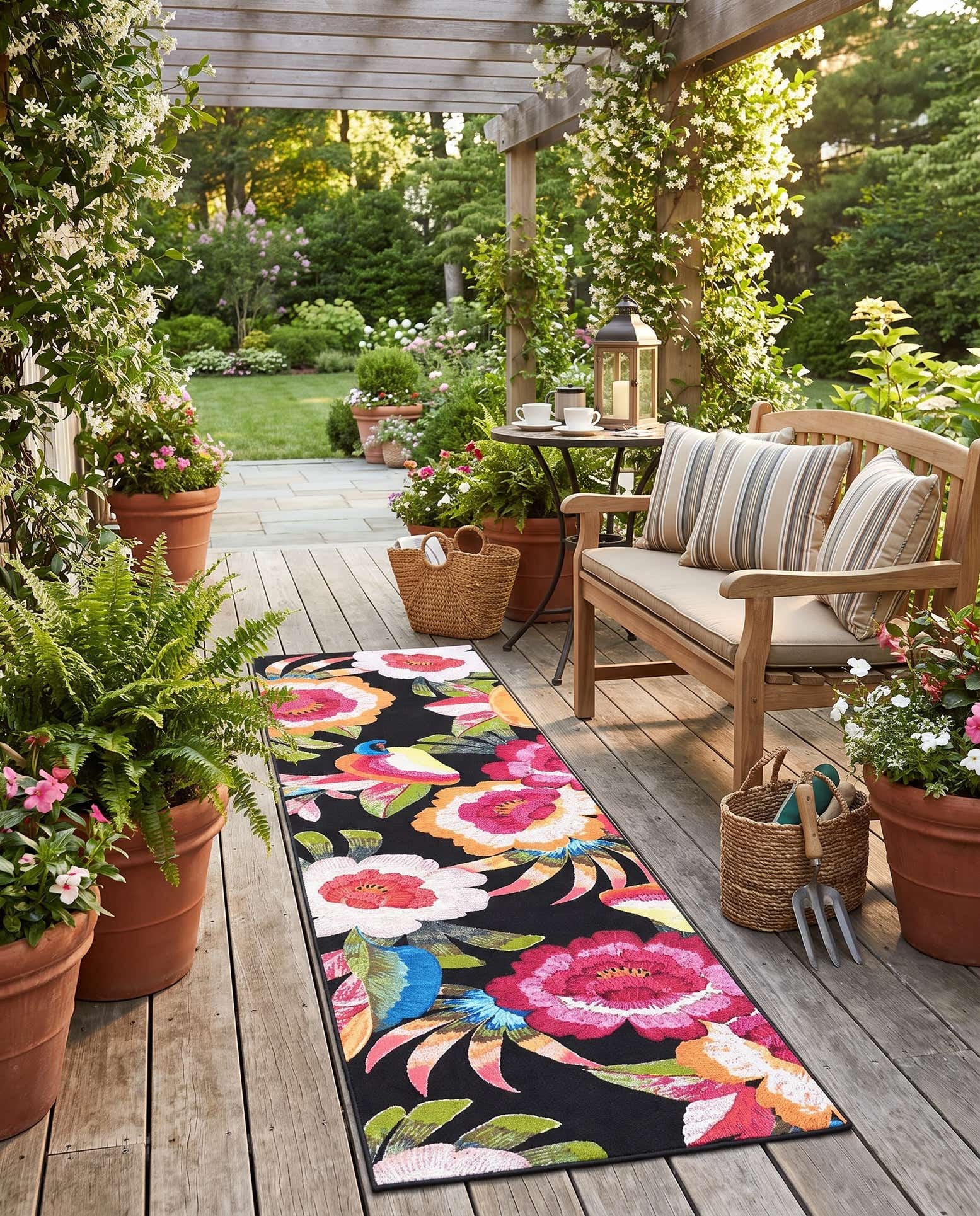 2' 7 x 11' Easy-Clean Botanical Indoor / Outdoor Runner Rug