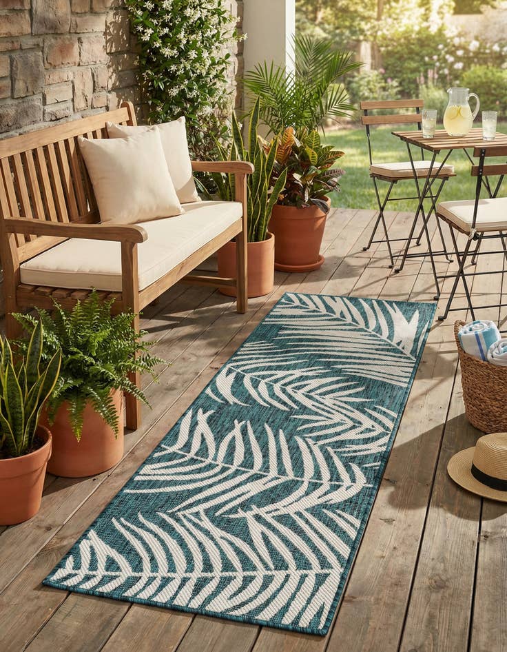 Detail image of 2' x 6' Washable Botanical Indoor / Outdoor Runner Rug