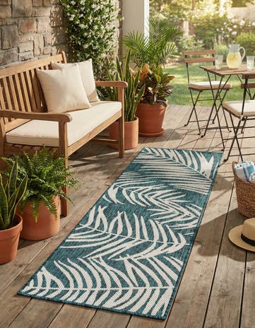 2' x 6' Easy-Clean Botanical Indoor / Outdoor Runner Rug