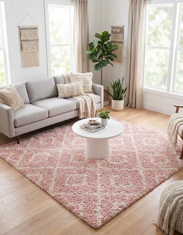 6' x 6' Lattice Shag Square Rug
