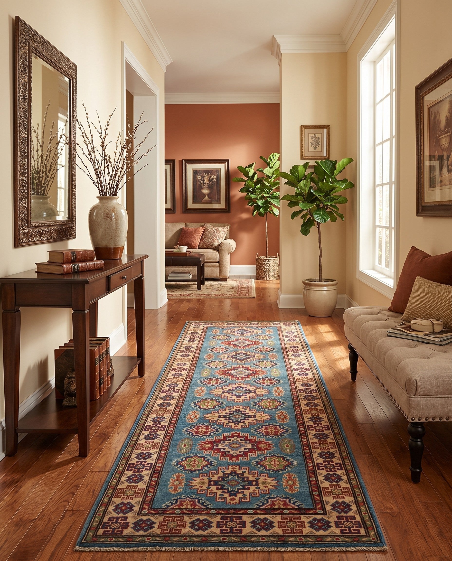 2' 9 x 9' 11 Hand Knotted Kazak Runner Rug