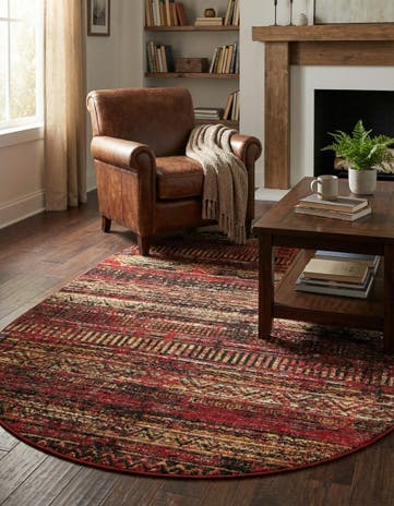 Burgundy Saturn Oval Rug