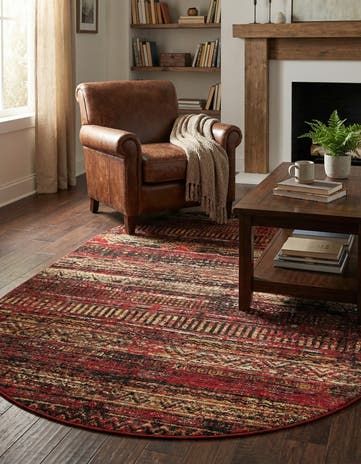 Burgundy Saturn Oval Rug