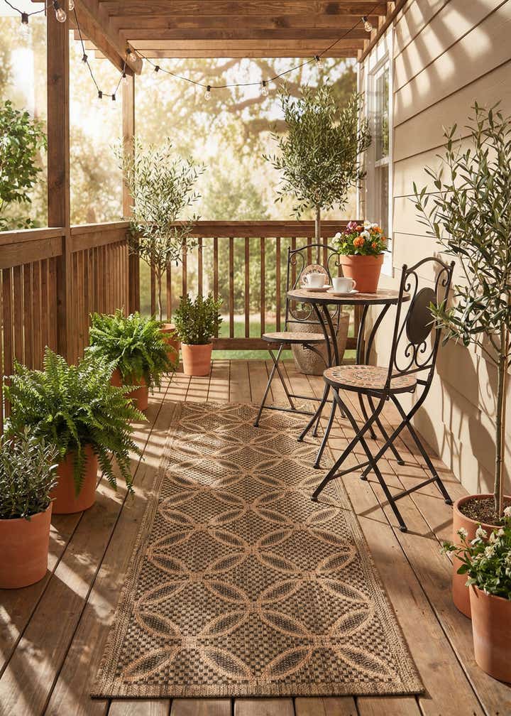 2' 2 x 6' Easy-Clean Trellis Indoor / Outdoor Runner Rug