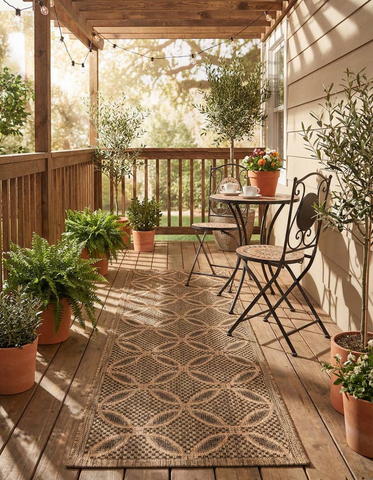 Detail image of 2' 2 x 6' Washable Lattice Indoor / Outdoor Runner Rug