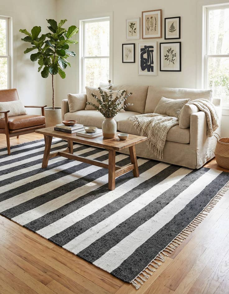 Detail image of 10' x 13' 1  Hand Woven Chindi Rag Rug