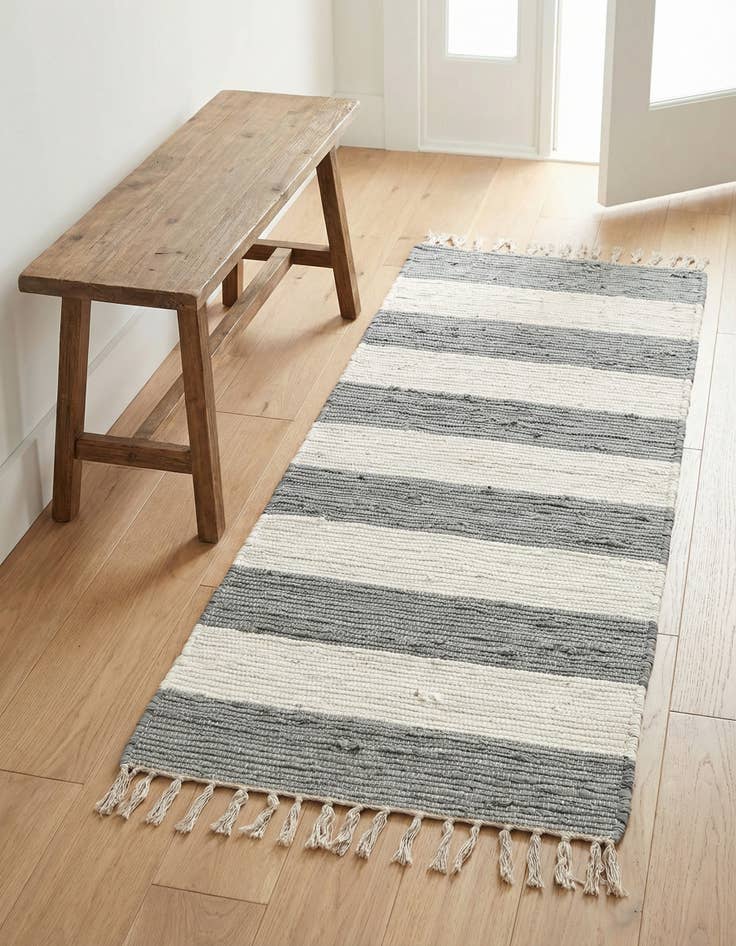 Detail image of 2' x 4' 1  Hand Woven Chindi Rag Runner Rug