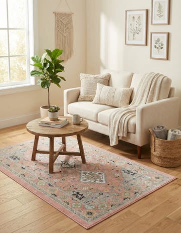 Rose Pink Kamala Washable Rug