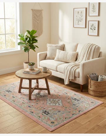 Rose Pink Kamala Washable Rug