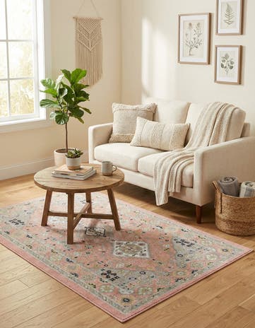 Rose Pink Kamala Washable Rug