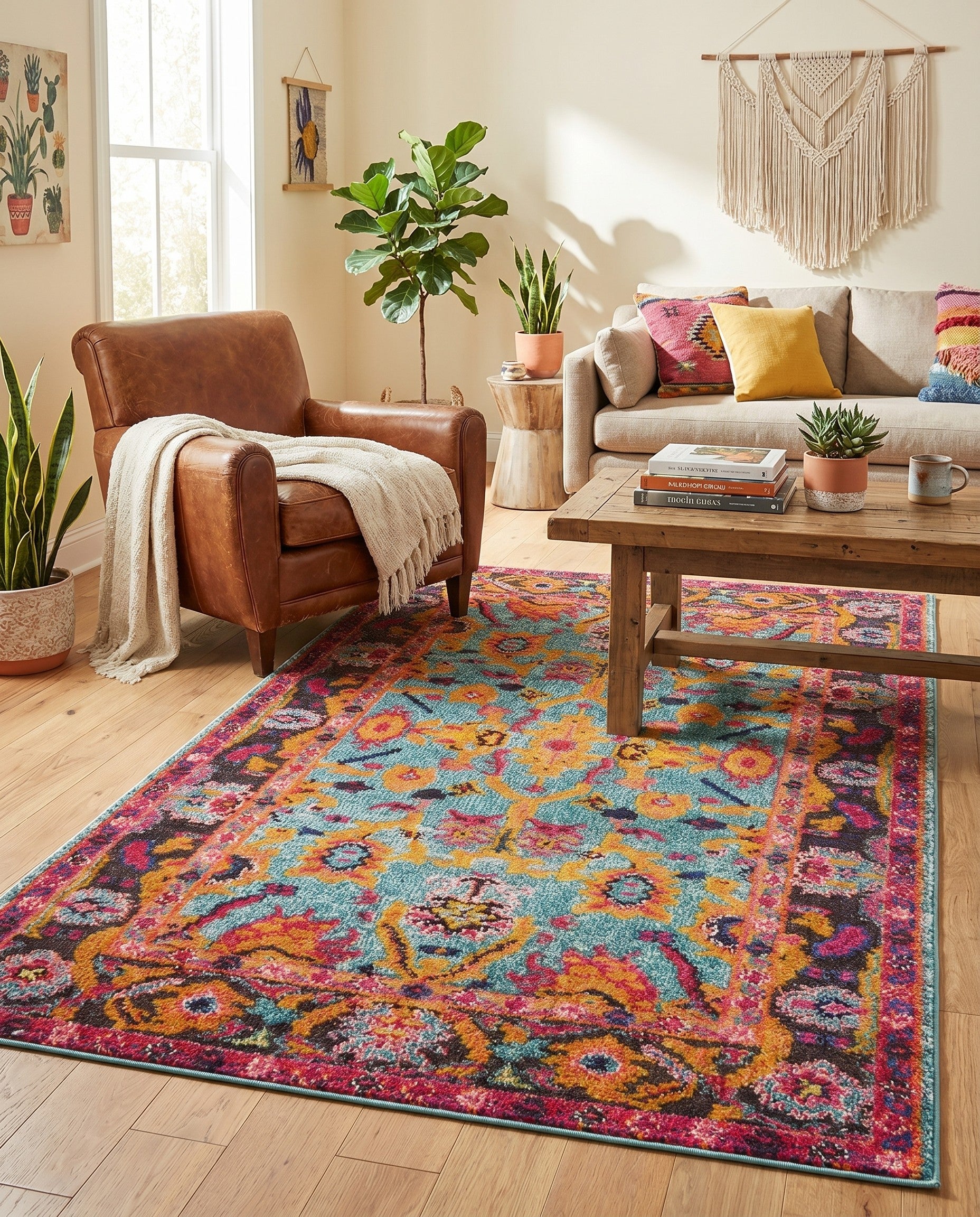 Light Blue Washable Palazzo Rug