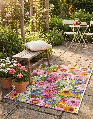 Easy-Clean Botanical Indoor / Outdoor Rug