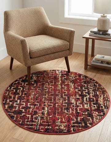 Burgundy Saturn Round Rug