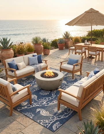 13' x 13' Easy-Clean Coastal Indoor / Outdoor Square Rug
