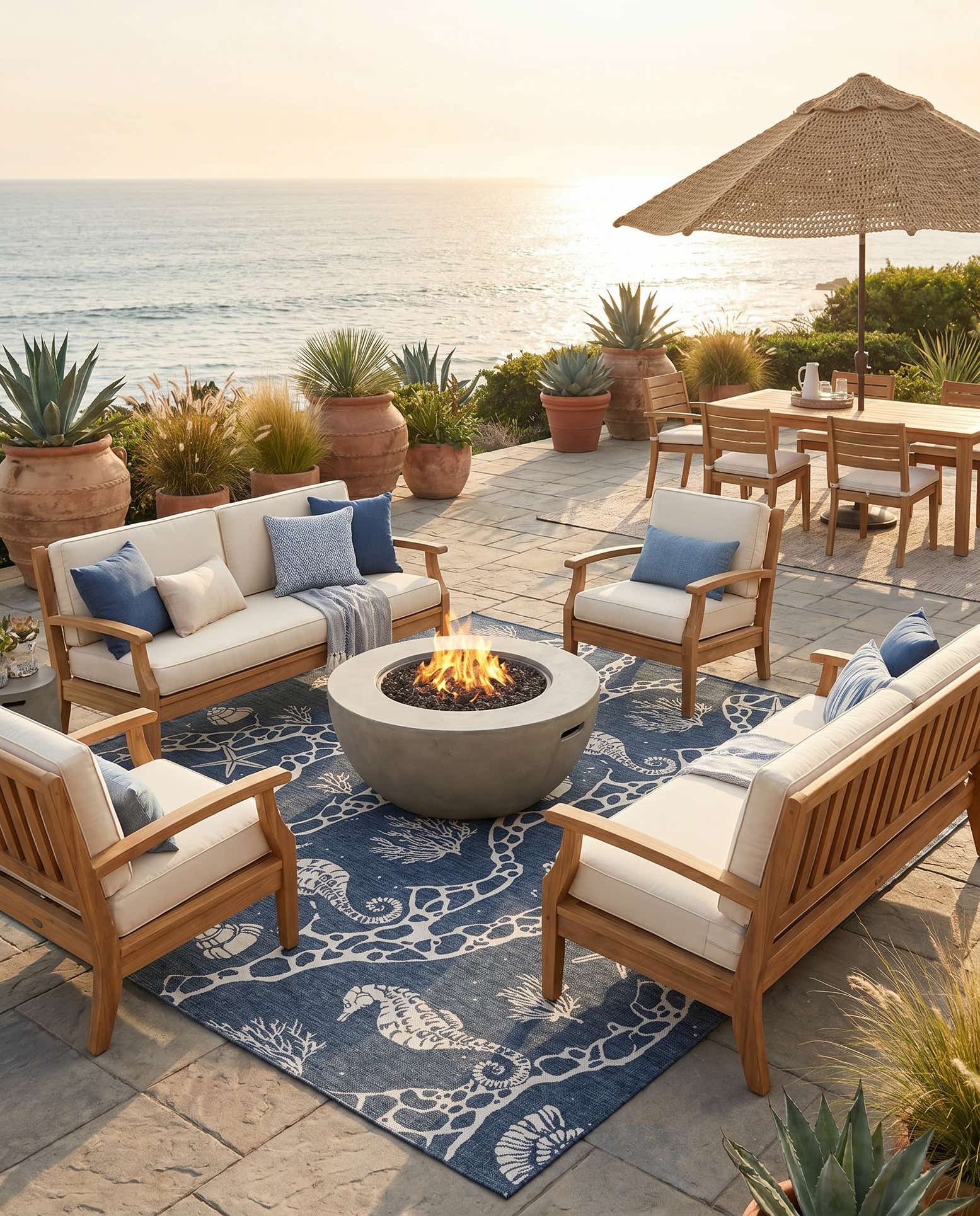 13' x 13' Easy-Clean Coastal Indoor / Outdoor Square Rug