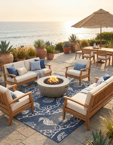 13' x 13' Easy-Clean Coastal Indoor / Outdoor Square Rug