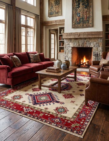 7' x 9' 8 Hand Knotted Kazak Rug
