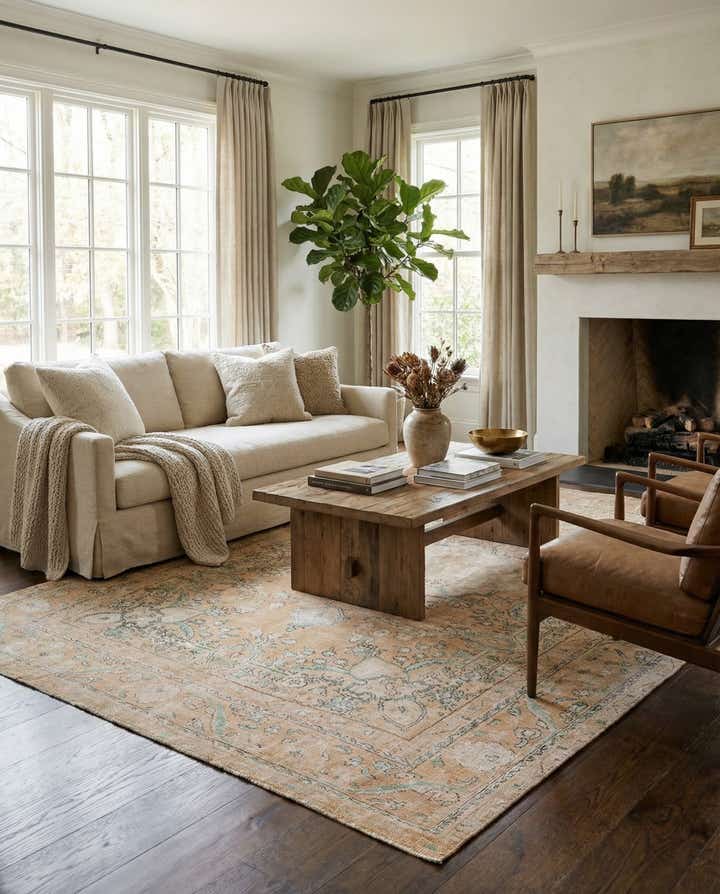 6' 9 x 9' 8 Hand Knotted Ultra Vintage Persian Wool Rug