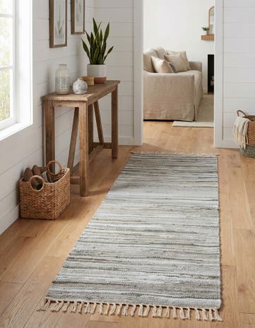 Gray Hand Woven Chindi Cotton Runner Rug