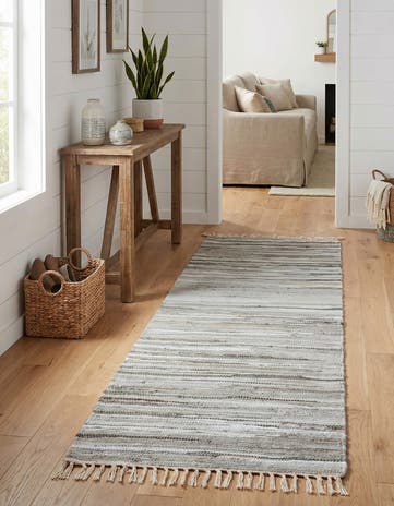 Gray Hand Woven Chindi Cotton Runner Rug
